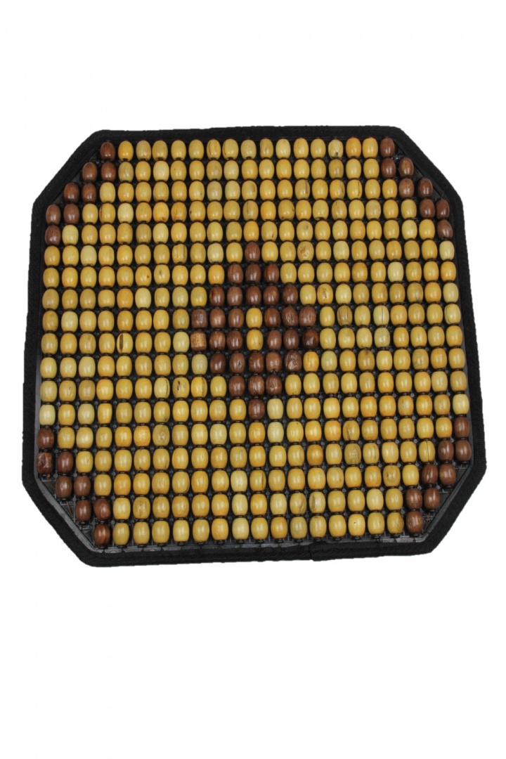 Накидка (коврик) на сидение "Nova Bright" массажная деревянная, бежевая с рисунком, противоскользящая основа