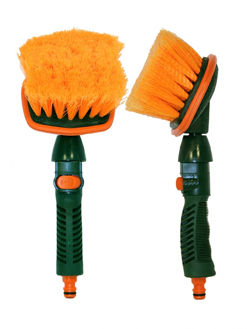 Щетка для мытья "Li-Sa" LS008, проточная ручка с запорным краном, 30см