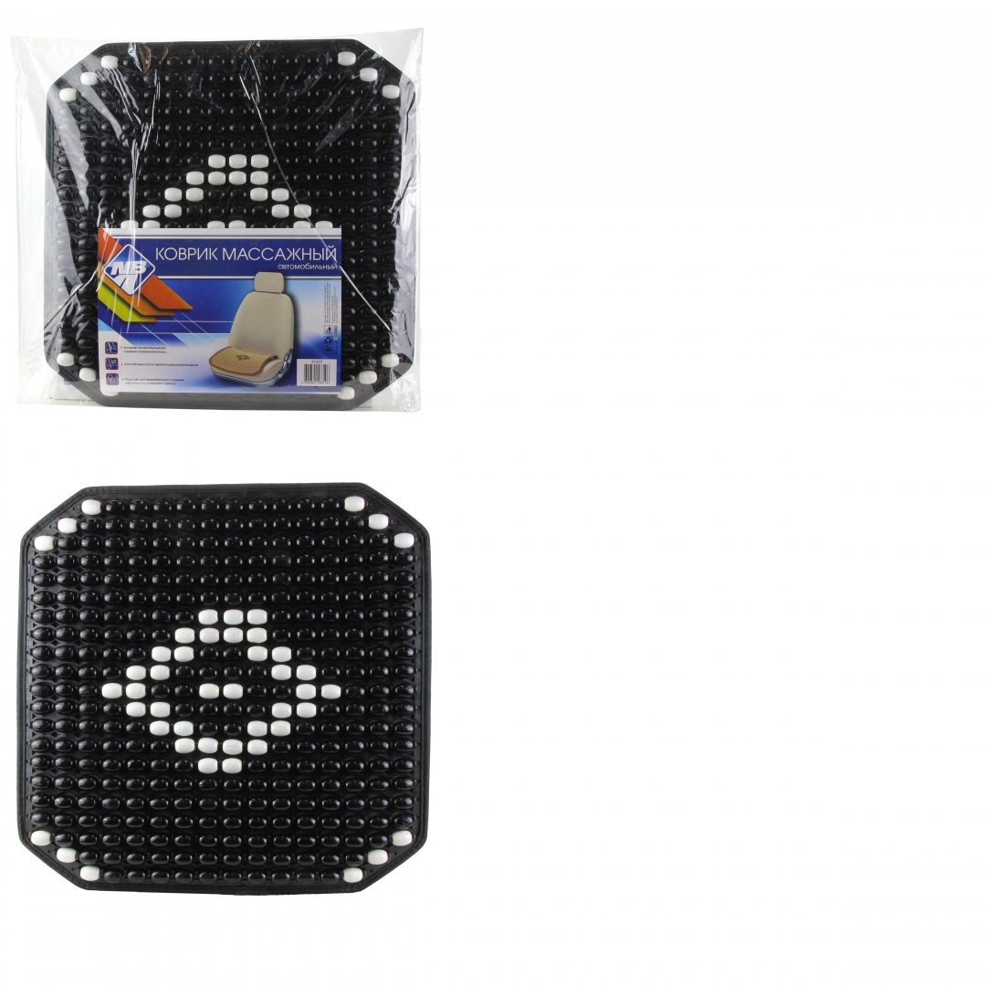 Накидка (коврик) на сидение "Nova Bright" массажная деревянная,  черная с рисунком, противоскользящая основа